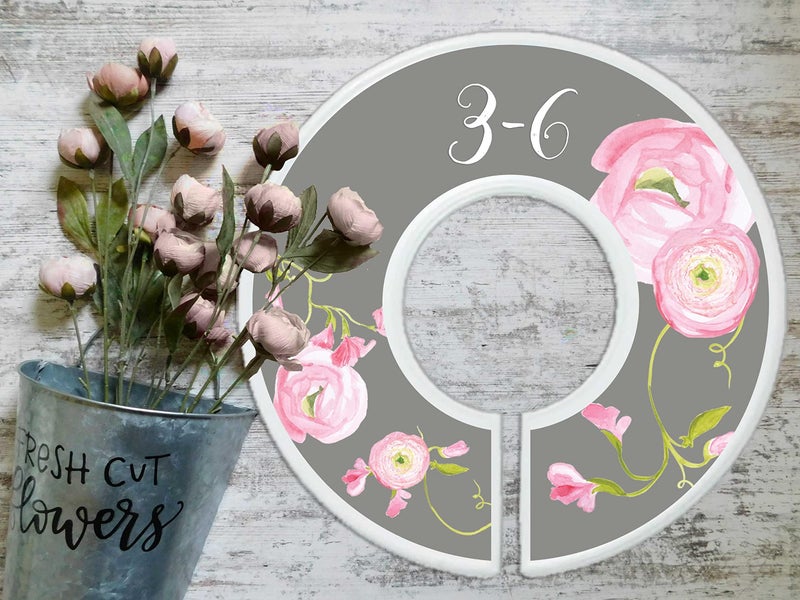 Mumsy Goose Nursery Closet Dividers, Closet Organizers, Baby Girl Clothes Organizers Pink Grey Floral - Image 5